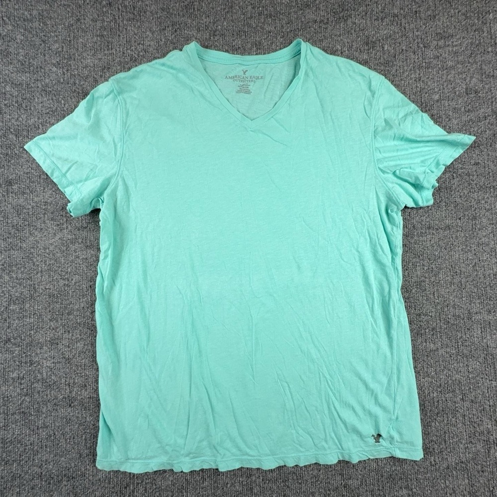 American Eagle Outfitters Shirt Mens XL Green V Neck Logo Graphic Tee Tagless